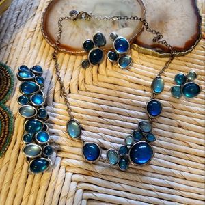 Vintage GLASS SET STERLING SILVER